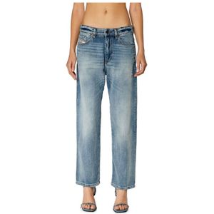 Diesel, Boyfriend Regular Waist Denim Jeans Blauw, Dames, Maat:W28