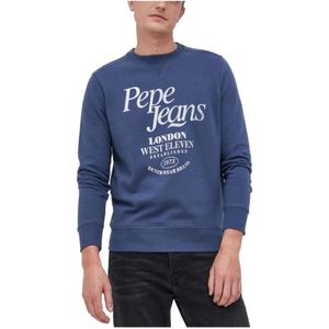 Pepe Jeans, Sweatshirts & Hoodies, Heren, Blauw, S, Katoen, Lamarck sweatshirt