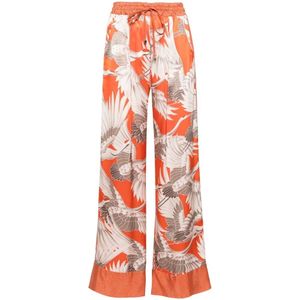 Kiton, Zijden broek met grafische print Oranje, Dames, Maat:S