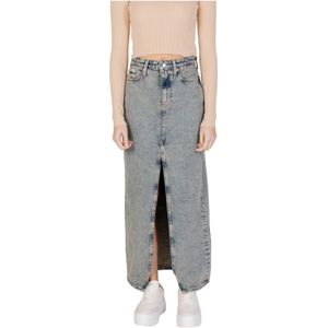 Calvin Klein Jeans, Lange Split Maxi Rok Blauw, Dames, Maat:W26