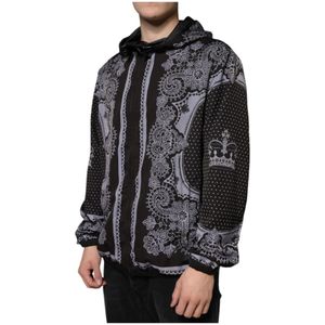 Dolce & Gabbana, Jassen, Heren, Zwart, L, Polyester, Bandana Print Bomberjack Zwart