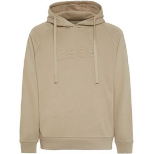 Boggi Milano, Sweatshirts & Hoodies, Heren, Beige, M, Katoen, Hoodie van gerecycled katoenmengsel