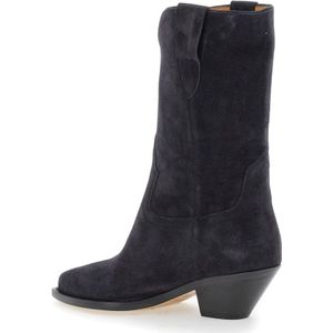 Isabel Marant, Schoenen, Dames, Zwart, 40 EU, Suède, Zwarte Cowboy Laarzen Slip-On Cubaanse Hak