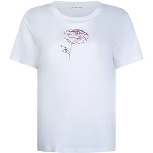 Jane Lushka, Tops, Dames, Wit, L, Katoen, Ninja Rose Grafische Print T-Shirt