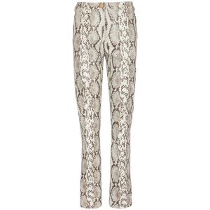 Balmain, Broeken, Dames, Bruin, S, Leer, Leren broek met slangenprint