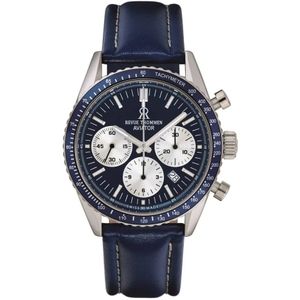 Revue Thommen, Accessoires, Heren, Blauw, ONE Size, Leer, Automatische Aviator Chronograaf Leren Horloge