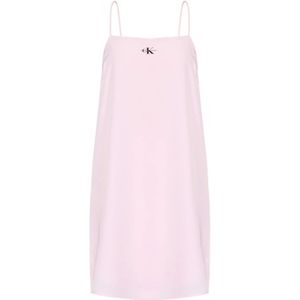 Calvin Klein, Kleedjes, Dames, Roze, M, Polyester, Roze Logo Print Slip Jurk