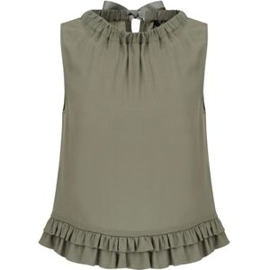 Emporio Armani, Tops, Dames, Groen, M, Gerimpelde Cupro Top met Lint