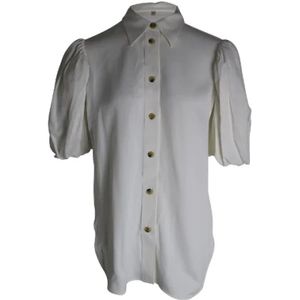 Khaite, Blouses & Shirts, Dames, Wit, M, Denim, Witte Pofmouw Shirt