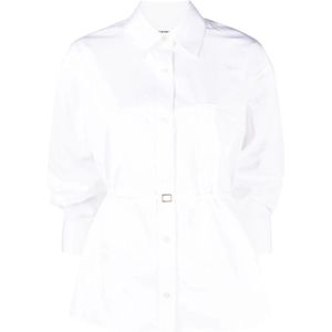 Alexander Wang, Witte Tie-Waist Shirt met Geborduurd Logo Wit, Dames, Maat:L