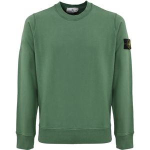 Stone Island, Sweatshirts & Hoodies, Heren, Groen, 2Xl, Katoen, Salie Groene Crewneck Sweater