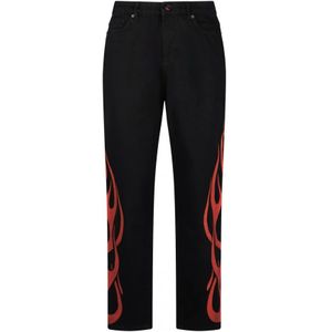 Vision OF Super, Flames Jeans voor mannen Zwart, Heren, Maat:W28