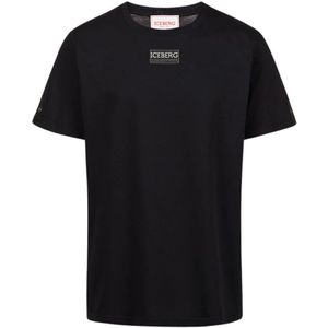 Iceberg, Tops, Heren, Zwart, L, Katoen, Katoenen Jersey Korte Mouw T-shirt