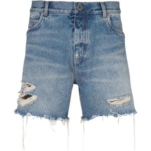 Balmain, Korte broeken, Heren, Blauw, W31, Denim, Unisex shorts in vintage Blue Wash denim