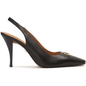 Kazar, Schoenen, Dames, Zwart, 36 EU, Leer, Zwarte slingback pumps met smalle vierkante neus