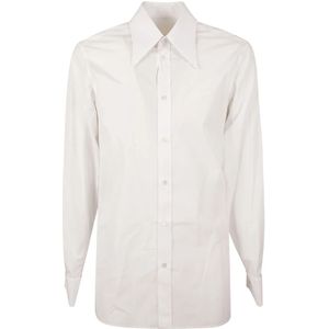 Maison Margiela, Overhemden, Heren, Wit, M, Katoen, Witte Overhemd met Lange Mouwen