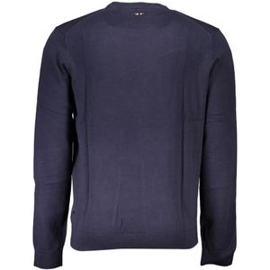 Napapijri, Truien, Heren, Blauw, S, Katoen, Blauwe Geborduurde Crew Neck Sweater