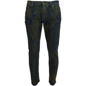 Dolce & Gabbana, Jeans, Heren, Groen, XS, Denim, Chic Slim-Fit Groene Denim Jeans