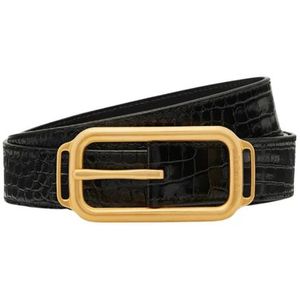 Tom Ford, Gedrukte Croc Stadium Riem Zwart, Heren, Maat:95 CM