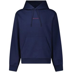 Marni, Sweatshirts & Hoodies, Heren, Blauw, M, Logo Oversized Hoodie