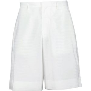Prada, Korte broeken, Heren, Wit, M, Katoen, Oversized Poplin Bermuda Shorts
