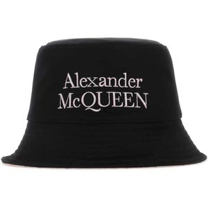 Alexander McQueen, Accessoires, Heren, Zwart, M, Stijlvolle Omkeerbare Blackylon Hoed