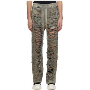 Rick Owens, Denim Cut Pusher Broek Blauw, Dames, Maat:M