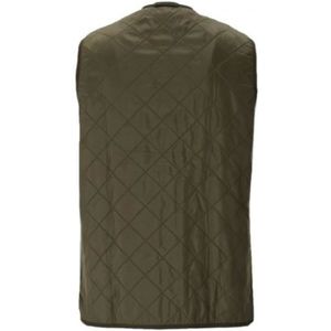 Barbour, Jassen, Heren, Groen, M, Nylon, Groene gewatteerde bodywarmer met fleece voering