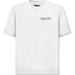 Amiri, T-shirt met logo Blauw, Heren, Maat:S