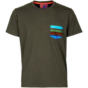 Gallo, Tops, Heren, Veelkleurig, 2Xl, Katoen, Italiaans Katoenen T-shirt met Multicolor Strepen