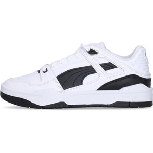 Puma, Schoenen, Heren, Wit, 46 EU, Lage Leren Sneaker Wit/Zwart