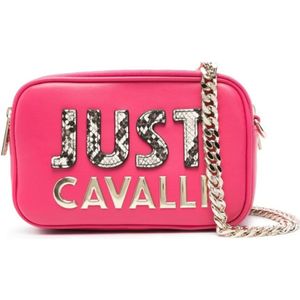 Just Cavalli, Tassen, Dames, Roze, ONE Size, Polyester, Paarse Schoudertas voor Vrouwen