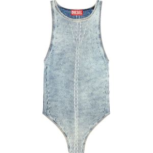 Diesel, Tank bodysuit in indigo cotton knit Blauw, Dames, Maat:L