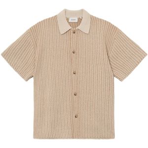 Les Deux, Overhemden, Heren, Beige, M, Katoen, Vintage Gebreid Shirt Easton