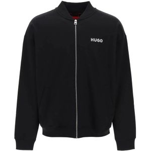 Hugo Boss, Sweatshirts & Hoodies, Heren, Zwart, M, Katoen, Zip-throughs