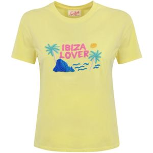 MC2 Saint Barth, Tops, Dames, Geel, M, Katoen, Gele Geborduurde T-shirt Ibizia Lover