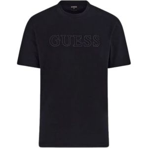 Guess, Tops, Heren, Zwart, L, Heren Alphy Korte Mouw T-Shirt