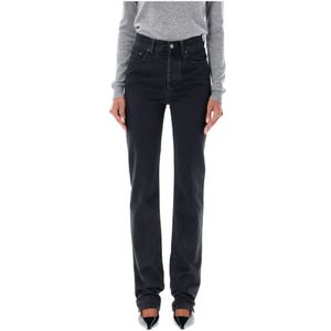 Saint Laurent, Jeans, Dames, Zwart, W27, Katoen, Hoge Taille Slim Fit Zwarte Jeans