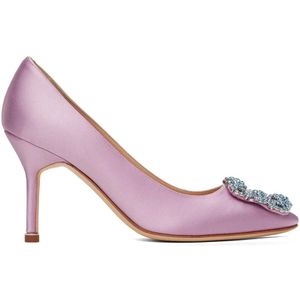 Manolo Blahnik, Zijden Satijnen Pumps met 9 cm hak Roze, Dames, Maat:38 EU