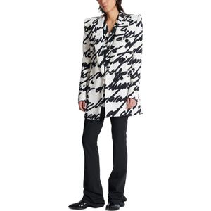 Balmain, Jassen, Heren, Wit, 2Xl, Satijn, Crepe jas met 'Love Letter' print