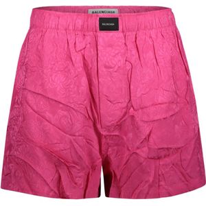 Balenciaga, Nachtkleding & Lounge, Dames, Roze, S, Roze Jacquard Pyjama Shorts