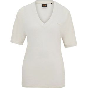 Boss, Tops, Dames, Wit, S, Polyester, Wit Open Punt Shirt