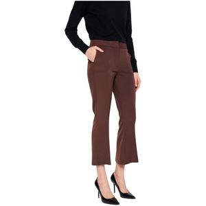 Silvian Heach, Broeken, Dames, Bruin, S, Polyester, Boot-cut broek met middelhoge taille