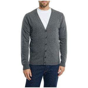 Daniele Fiesoli, Truien, Heren, Grijs, XL, Wol, Gebreide Merinowollen Cardigan met Knopen