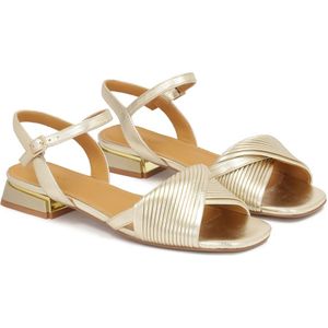 Kazar, Schoenen, Dames, Geel, 37 EU, Leer, Gouden platte sandalen met lage hak