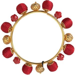 Dolce & Gabbana, Accessoires, Dames, Geel, ONE Size, Goud Messing Rood Sicilia Natale Rozen Armband