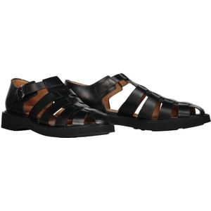 Church's, Schoenen, Heren, Zwart, 41 1/2 EU, Leer, Leren Sandalen met Ronde Neus