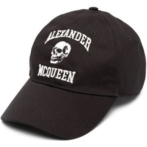 Alexander McQueen, Accessoires, Heren, Zwart, M, Katoen, Zwarte baseballpet met Varsity Skull borduursel