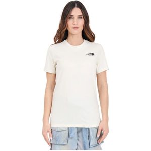 The North Face, Crème en Zwart Redbox Relaxte T-shirt Wit, Dames, Maat:M