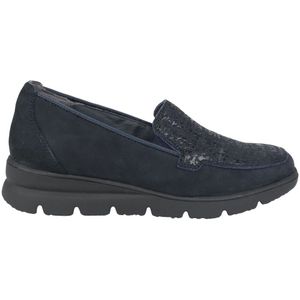 Waldläufer, Schoenen, Dames, Blauw, 38 1/2 EU, Blauwe Brede Pasvorm Mocassin Essentiële Stijl